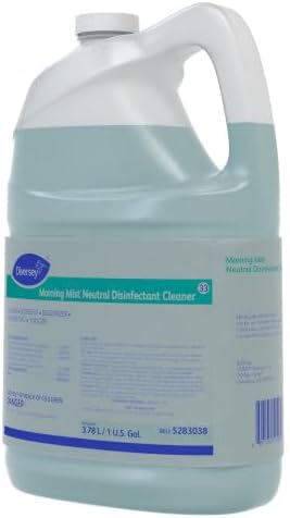 Diversey 5283038 Morning Mist Neutral Disinfectant Cleaner, Neutral pH Multi Surface Cleaner, Liquid Concentrate, Fresh Scent, 1-Gallon (Pack of 4)