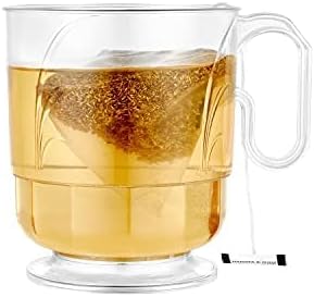 Lillian Tablesettings Elegance 320 Pack 8 oz Heavyweight Disposable Clear Coffee Mugs with Handle, Plastic Tea & Hot Beverage Cups, Crystal Clear Drinkware for Parties & Catering