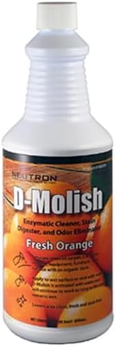 D-Molish Enzymatic – Fresh Orange (1 Bottle) – Stain & Odor Remover, Pet-Safe Drain & Grease Trap Treatment – Bathroom, Tile, Grout & Carpet (Quart) (1)