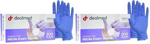 Dealmed Nitrile Exam Gloves Small (200 Count) - Disposable, Latex-Free, Powder-Free, Medical Use (Pack of 2)