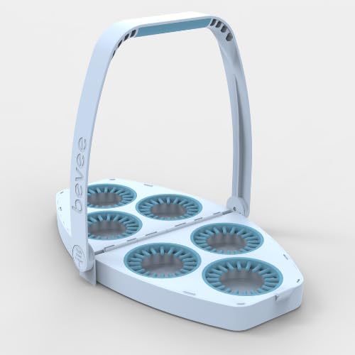 Reusable 6 Cup Drink Carrier with Comfortable Handle – Foldable & Portable Drink Caddy with Handle for Coffee Runs, Takeout, Uber Eats & DoorDash Delivery – Secure for Hot & Cold Cups | Blue
