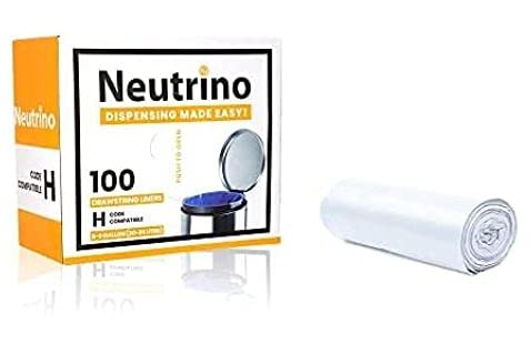 Neutrino Trash Bags (100 Count) 8-9 Gallon Liner - Heavy Duty Drawstring Plastic Garbage Bags - Compatible with simplehuman Code H Trash Cans