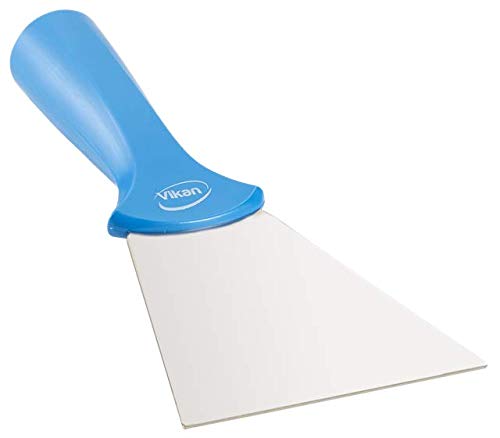 Vikan 40113 4” Stainless Steel Handle Mounted Scraper, Blue