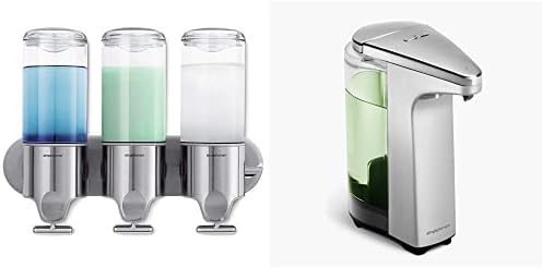 simplehuman Triple Wall Mount Shower Pump and simplehuman 8 oz. Touch-Free Sensor Liquid Soap Pump Dispenser