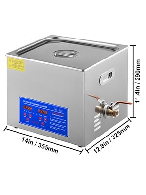 VEVOR 15L Ultrasonic Cleaner with Digital Timer&Heater Professional Ultrasonic Cleaner 40kHz Advanced Ultrasonic Cleaner 110V for Wrench Screwdriver Repairing Tools Industrial Parts Mental Cleaning