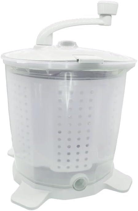 Manual Washing Machine, Portable Hand Crank Washer for Small Space | Compact Non-Electric Laundry for Dorm, Apartment, Camping, Travel, Lightweight with Removable Tub & Stable Suction Base Grey