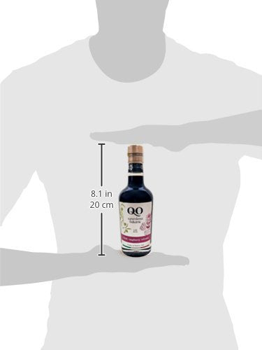 QO Gourmet Thick Flavored Aged Dense Balsamic Vinegar of Modena | High Density RASPBERRY Infused Italian Vinegar | 250ml/8.45 fl.oz. | All Natural | Produced & Bottled in Modena, Italy