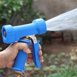 Heavy Duty Garden Hose Nozzle, Industrial Spray Gun, Blue, Ergonomic Grip Handle