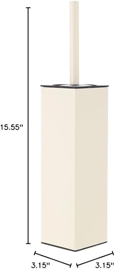 BGL Standing Toilet Brush and Holder Matte White Aluminium Toilet Bowl Cleaner Brush and Holder for Bathroom Storage and Organization, Square Design Sturdy and Space Saving