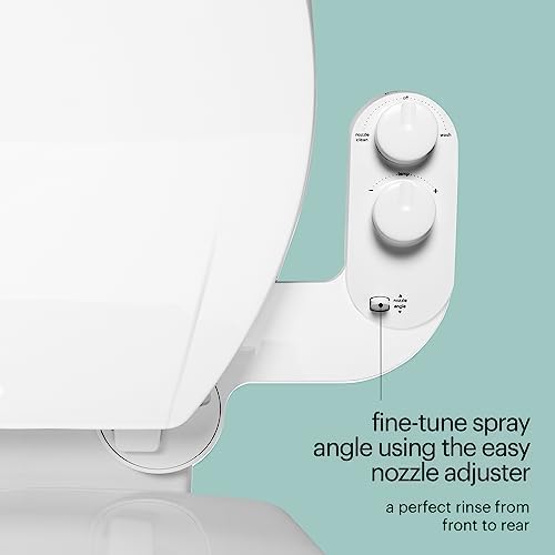Brondell Fresh Spa Adjustable, Bidet Attachment FSA-25 for Toilet Seats with Adjustable Single Nozzle, Side Arm Control, Thin Profile, White (Dual Temperature)
