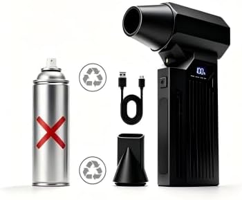 Compressed Air Duster, 130,000RPM Ultra-Powerful Cordless Electric Air Duster, 4-Gear Adjustable Air Blower for Keyboard.with 8000mAh Rechargeable Battery, for Keyboard, Computer, Car, Home Clean ﻿