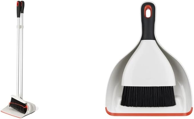 OXO Good Grips Upright Sweep Set and OXO Good Grips Dustpan and Brush Set, White