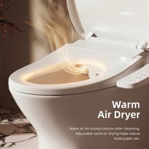 BRAVAT® Electronic Smart Bidet Toilet Seat – Heated Seat, Instant Warm Water, Stainless Steel Nozzle, Cleansing Rinse, Warm Air Dryer, Night Light, Easy Install, Elongated, White