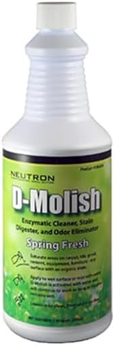 D-Molish Enzymatic – Spring Fresh (1 Bottle) – Stain & Odor Remover, Pet-Safe Drain & Grease Trap Treatment – Bathroom, Tile, Grout & Carpet (Quart) (1)