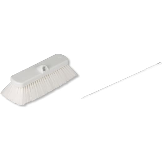 SPARTA Scrub Brush and 48-Inch Fiberglass Broom Handle Set, Heavy-Duty Industrial Cleaning Brush with Soft Nylex Bristles and 48-Inch Acme Threaded Handle for Commercial Use