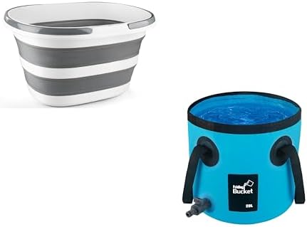 Collapsible Mop Bucket with Handle for Cleaning, 16L(4.2 Gallon) Silicone Square Mopping Bucket for Windows Cleaning, Car Wash Bucket with Drain Valve, 5 Gallon Collapsible Bucket for Cleaning