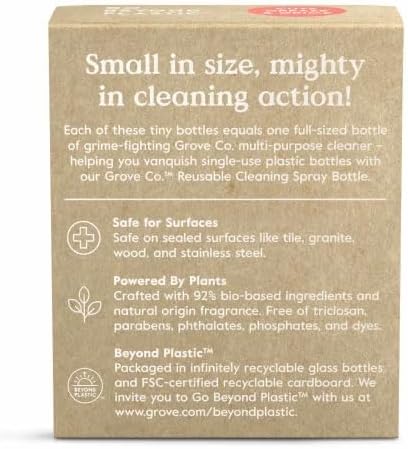 Grove Co. Concentrated Multi-Purpose Cleaner - 1 Fluid Ounce, Pack of 2 Refills - Plant-Based Surface Cleanser, Hardwood & Tile Household Liquid Refill Pack