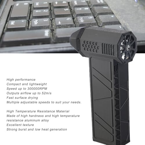 Mini Jet Blower, 300000RPM Speed Adjustable Powerful Efficient Air Duster, 16000mAh High Temperature Resistant Fast Charging Portable Blower for Car, Computer, Keyboard
