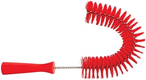 Vikan 7 7/8 in W Hook Brush, Medium, 5 1/4 in L Handle, 15 1/2 in L Brush, Red, Polypropylene 53724-1 Each