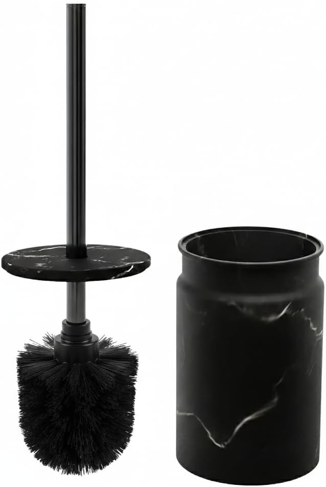 Toilet Brush and Holder Set - Toilet Bowl Brush and Holder with Sturdy Bristles for Thorough Cleaning - Concealed Matte Black Bathroom Accessories Toilet Cleaner Brush for Bathroom