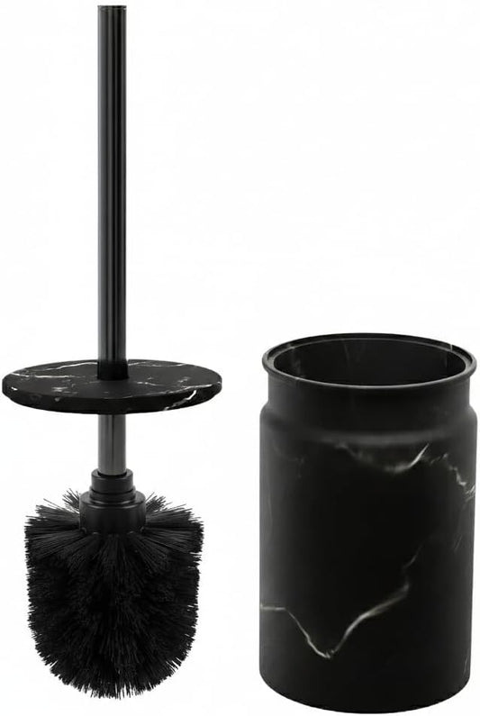 Toilet Brush and Holder Set - Toilet Bowl Brush and Holder with Sturdy Bristles for Thorough Cleaning - Concealed Matte Black Bathroom Accessories Toilet Cleaner Brush for Bathroom