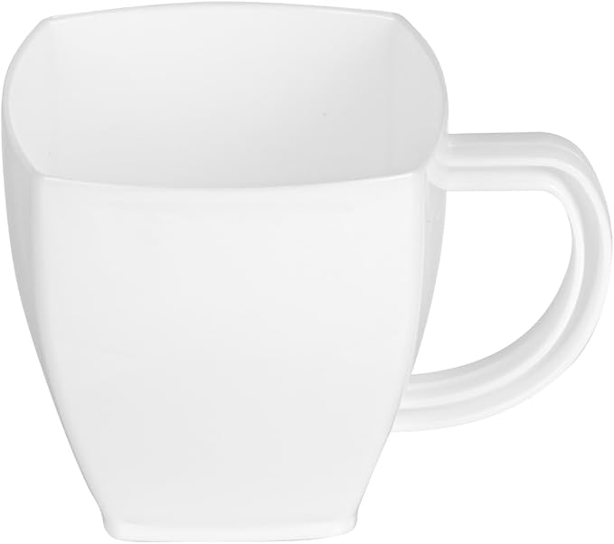 Restaurantware-5 Ounce Square Espresso Cups, 100 Disposable Plastic Coffee Cups - PS Plastic, With Handles, White Dessert Cup, For Catering Events, Parties, Weddings, And Cafes