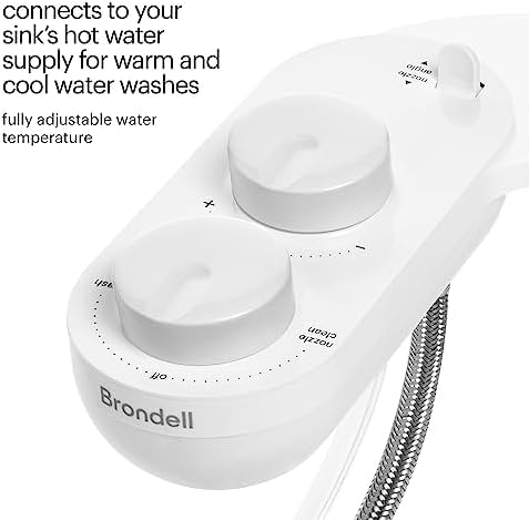 Brondell Fresh Spa Adjustable, Bidet Attachment FSA-25 for Toilet Seats with Adjustable Single Nozzle, Side Arm Control, Thin Profile, White (Dual Temperature)