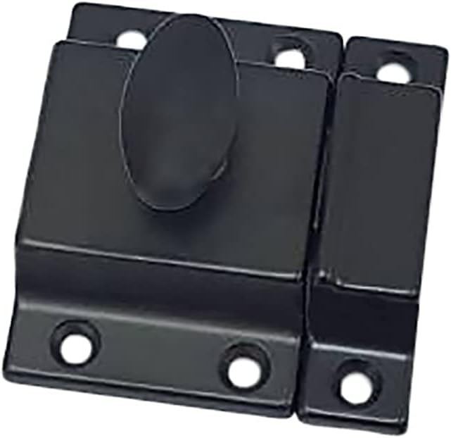 QCAA Traditional Large Oval Turn Cabinet Latch, Solid Brass, 2", for Cupboard & Other Furniture, Matte Black, 2 Pack, Made in Taiwan