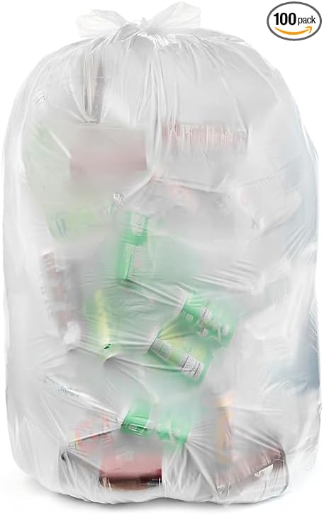 Aluf Plastics 33 Gallon 2 MIL (eq) Clear Heavy Duty Garbage Bags - 33" x 39" - Pack of 100 - For Industrial, Recycling, Storage, & Outdoor