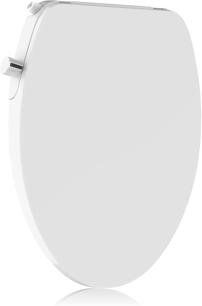 Garvee Non-Electric Bidet Toilet Seat for Elongated Toilets – Dual Nozzle System, Manual Control, Cold Water Bidet Attachment, Easy to Install, White