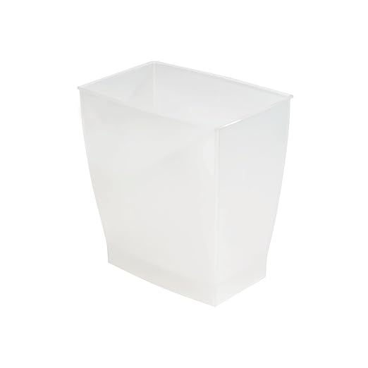 iDesign Small Plastic Bathroom Trash Can, Slim Rectangle Garbage Bin for Bedroom, Office, Dorm, 2-Pack, Frost
