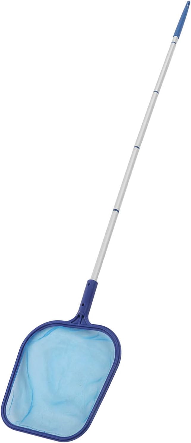 Pool Vacuum Head and Skimmer Net Set Heavy Duty Professional Grade Pool Cleaning Kit with 5 Piece Aluminum Telescopic Pole for Swimming Pools Hot Tubs Spas ABS Nylon Blue