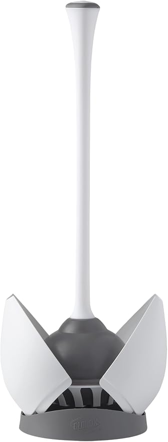 Clorox Toilet Plunger with Hideaway Caddy, Set of 2 – for Bathroom Organization and Storage, Bathroom Accessories, Toilet Unclogger, with Holder, White