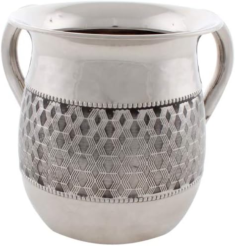 UNBREAKABLE Stainless Steel Washing Cup: 6.5-Inch Tall Elegantly Brushed 2-Handle Wide-Mouth Ritual Cleaning Water Vessel