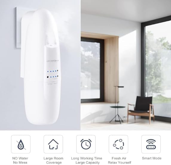Di’Aroma Plug in Waterless Diffuser, Cold Air Nebulizing Scent Diffuser Machine, Air Freshener Diffuser for Home, Office & Spa, Up to 500 Sq Ft (2 Pack of Black)