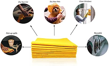 100 Pack Extra Large Original German Shammy Cloths Chamois Towels Super Absorbent for Pets, Parenting Tool Cleaning for Home and Commercial Use Wholesale Bulk (Orange)