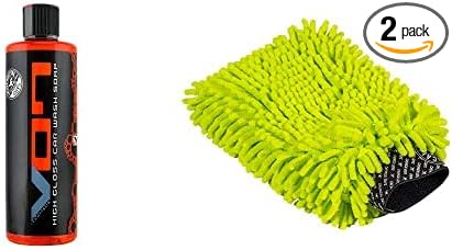 Chemical Guys CWS_808_16M Car Wash Starter Bundle - Hybrid V7 Foaming High Gloss Car Wash Soap, 16 oz, Orange Scent + Green Chenille Wash Mitt (2 Items) Works on Cars, Trucks, SUVs, RVs & More
