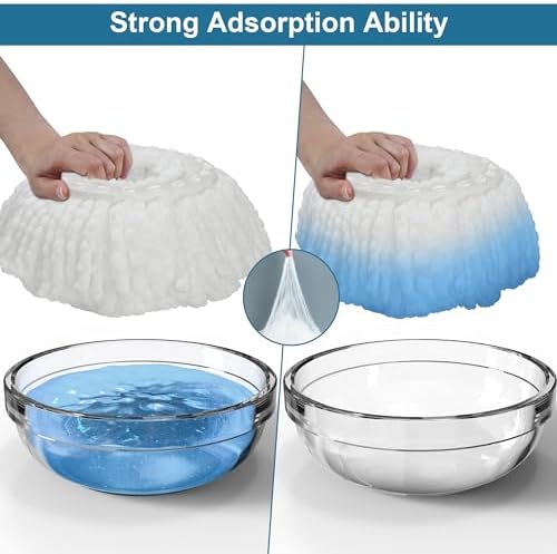 FunClean Spin Mop and Bucket,Mop and Bucket with Wringer Set for Home,360 Spinning Mopping Floor Cleaning Tool with 12 Microfiber Replacement Head Refills,61" Extended Handle, 2X Wheel - Blue