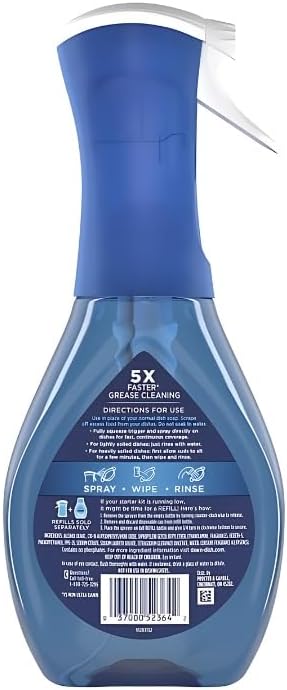Platinum Powerwash Fresh Scent Liquid Dish Spray 16 oz + 16 oz Refill Bundle with Microfiber Cloth - Dish Soap - Powerwash for Dishes and Hard-to-Reach Items - (4 Items)