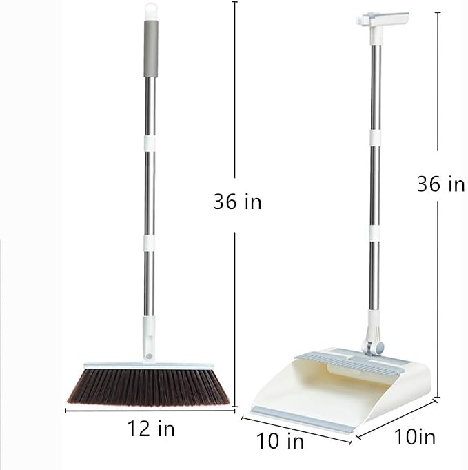 LRB4419 Leaf Turf Broom 16" W x 55"+5-in-1 Foldable All-in-One Broom, Dustpan, Pet Hair Roller, Squeegee & Wire Brush