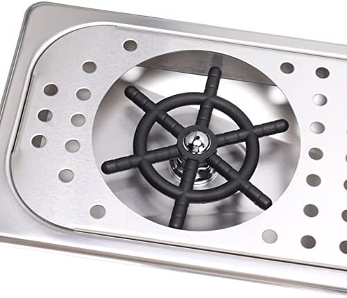 Haofy Pitcher Rinser, Glass Sink Rinser 304 Stainless Steel Multi Angle Flushing High Pressure Washing Water Saving Easy to Install with Drip Tray for Coffee Shop (Stainless Steel Color B)