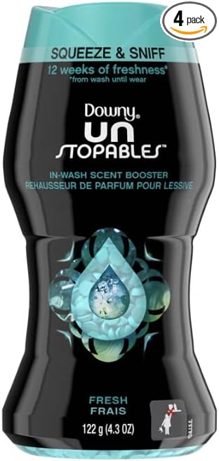 Downy Unstopables Laundry Scent Booster Beads for Washer, Fresh Scent, 4.3 Ounces (4 PACKS)