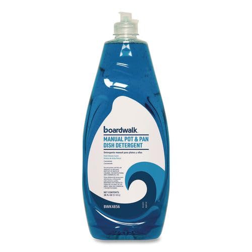 Boardwalk Commercial Liquid Dish Soap, 38oz Bottle, 8-Pack, Fresh Scent, Grease Cutting, Mild on Hands, Neutral pH, Long Lasting Suds, Made in the USA