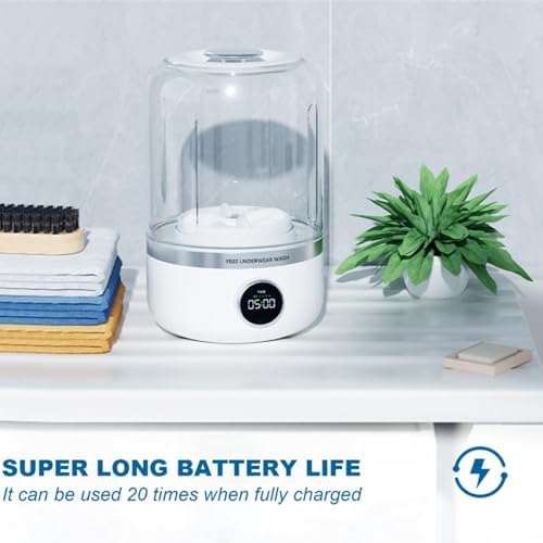 Mini Washing Machine,10W Portable Washer, Silent Powerful Compact Washer for Underwear, Socks, Baby Clothes, Travel, Camping RV, Type C Charging One Button Operation