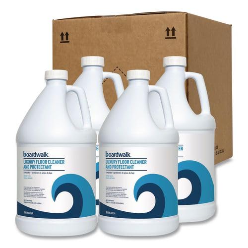 Boardwalk Luxury Floor Cleaner & Protectant, 1 Gallon Bottle, 4-Pack, Lemon Scent, Neutral Cleaning Formula, Proprietary Blend, Made in the USA
