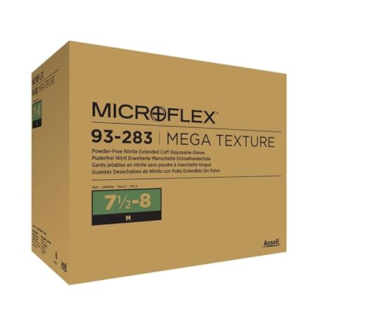 Ansell MICROFLEX Mega Texture 93-283 Blue Nitirle Glove for Food Processing, Cleaning and Automotive Size S (6,5-7,0) Case of 500