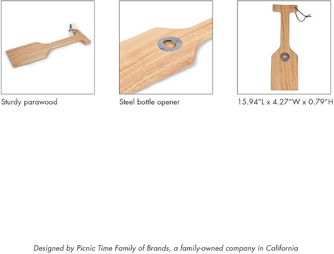 PICNIC TIME NCAA Unisex-Adult NCAA Hardwood BBQ Grill Scraper with Bottle Opener