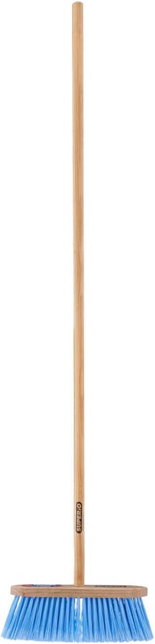 Superio Kitchen Broom - USA Wood Handle, Fine Premium Blue Bristles - Heavy Duty Household Broom - Easy Swiping Dust and Wisp, Home, Kitchen, Lobby, Floors and Corners.