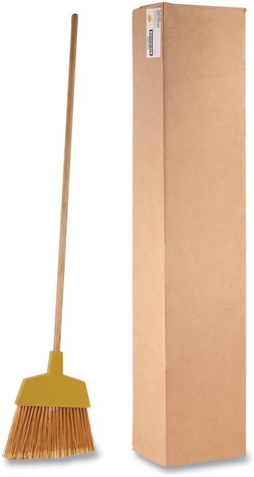 Boardwalk 932ACT Angler Broom, Plastic Bristles, 53-Inch Wood Handle, Yellow, 12/Carton