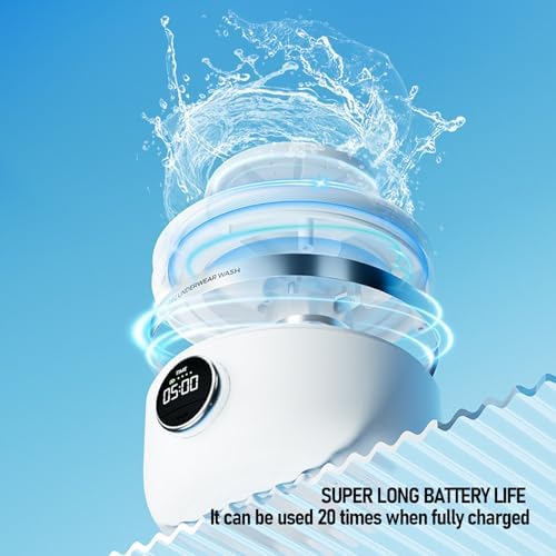 Mini Washing Machine,10W Portable Washer, Silent Powerful Compact Washer for Underwear, Socks, Baby Clothes, Travel, Camping RV, Type C Charging One Button Operation